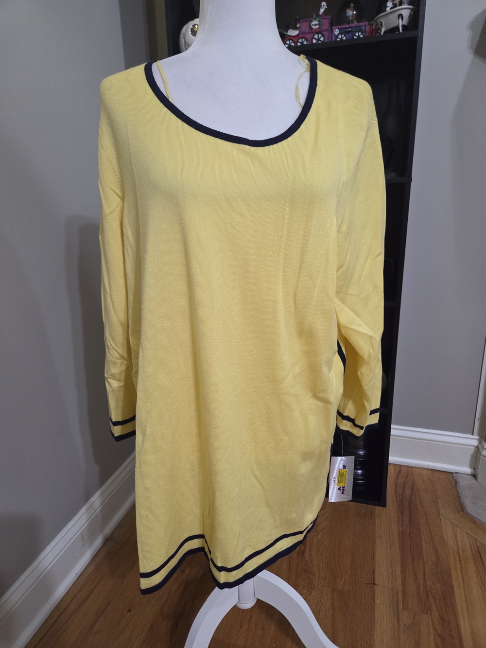 Yellow Women's Boatneck Tunic with Contrast Trim